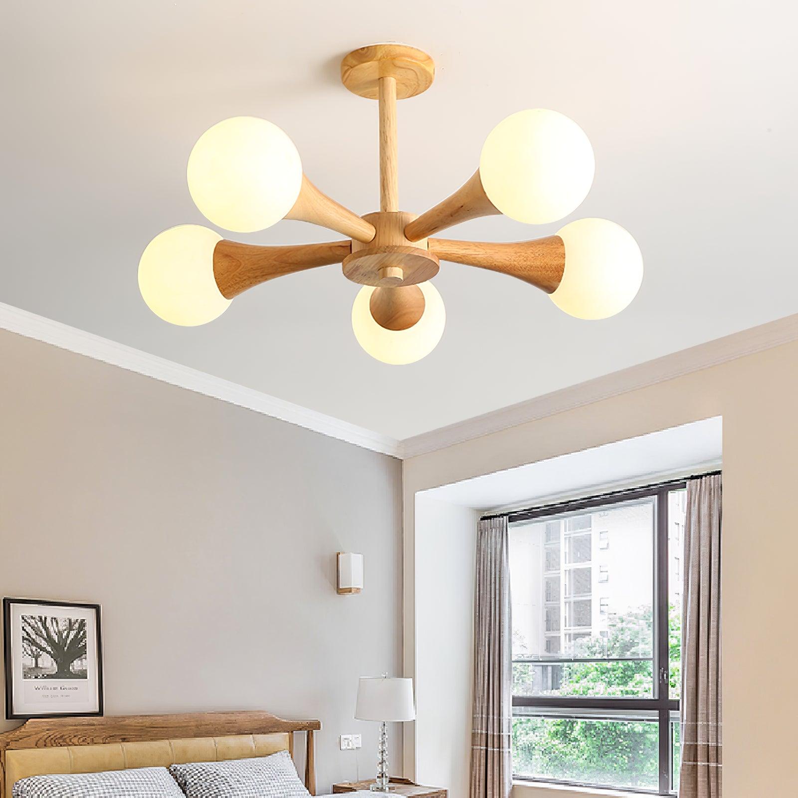 Liora Warm Glow Wood And Glass Ceiling Pendant For Small Spaces