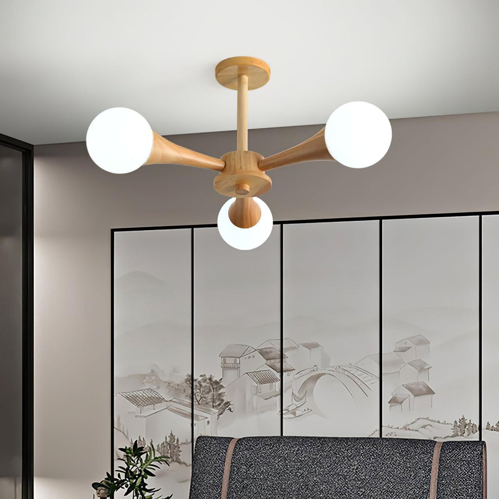 Liora Warm Glow Wood And Glass Ceiling Pendant For Small Spaces