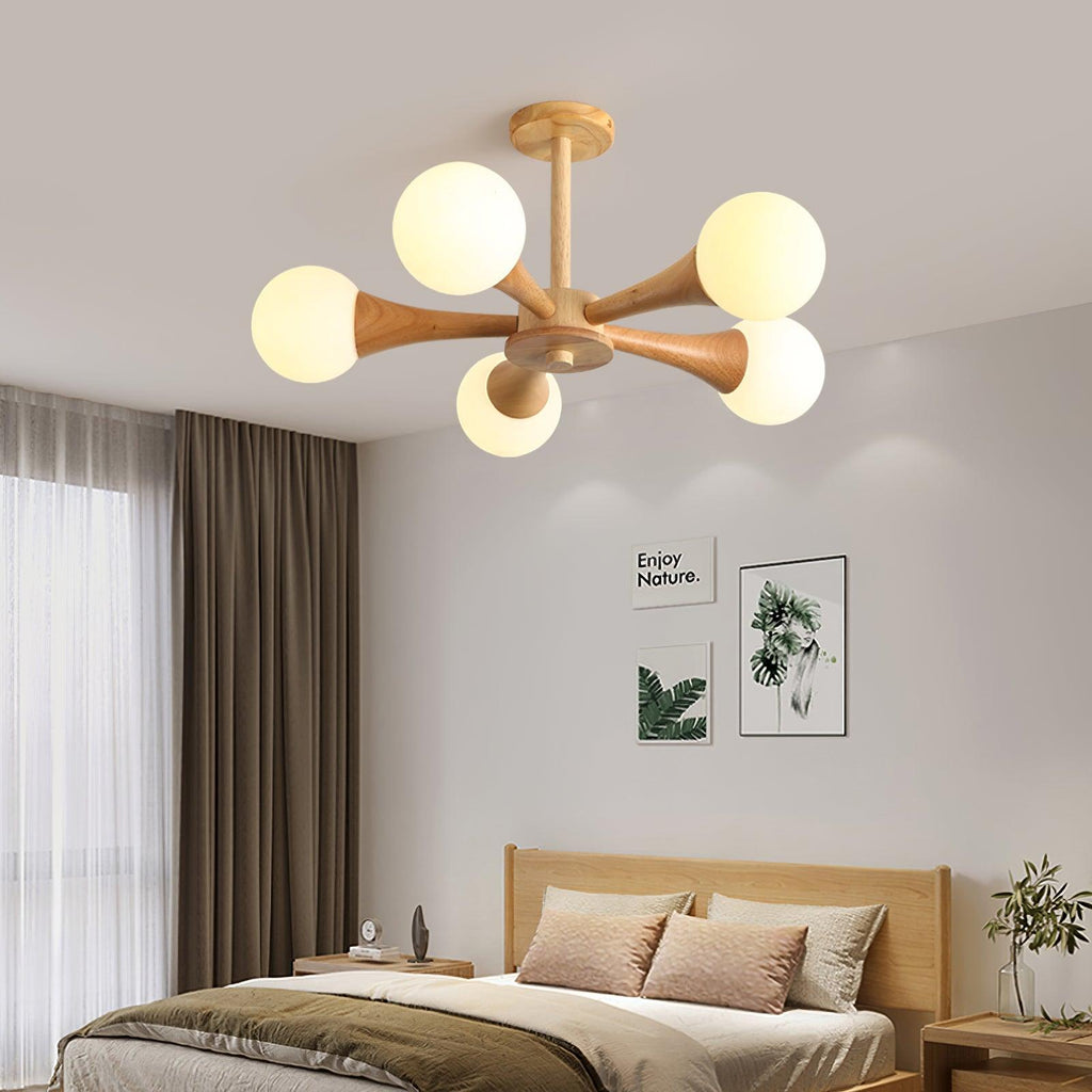 Liora Warm Glow Wood And Glass Ceiling Pendant For Small Spaces