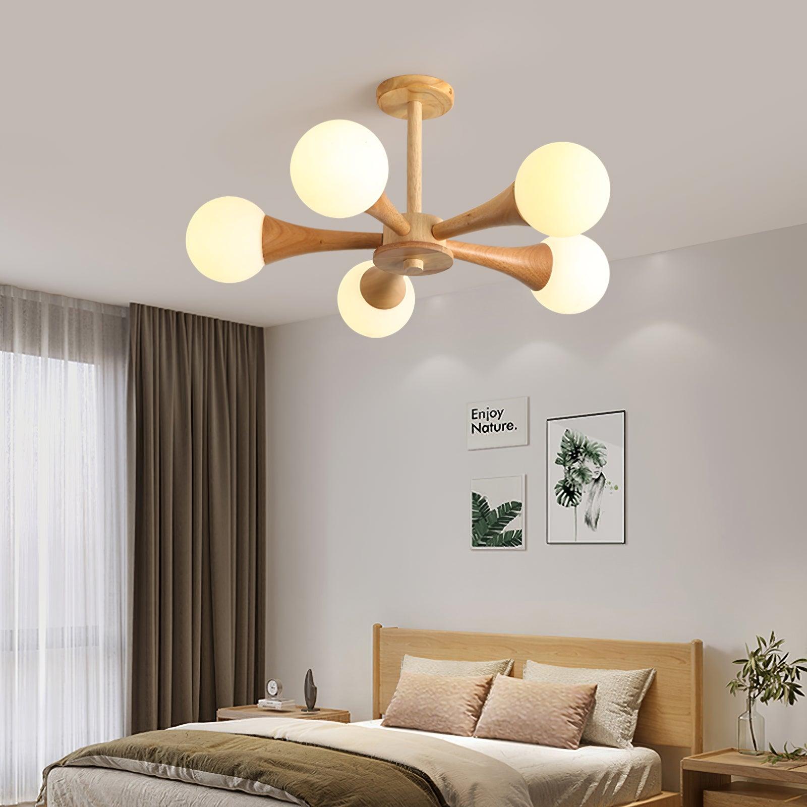 Liora Warm Glow Wood And Glass Ceiling Pendant For Small Spaces