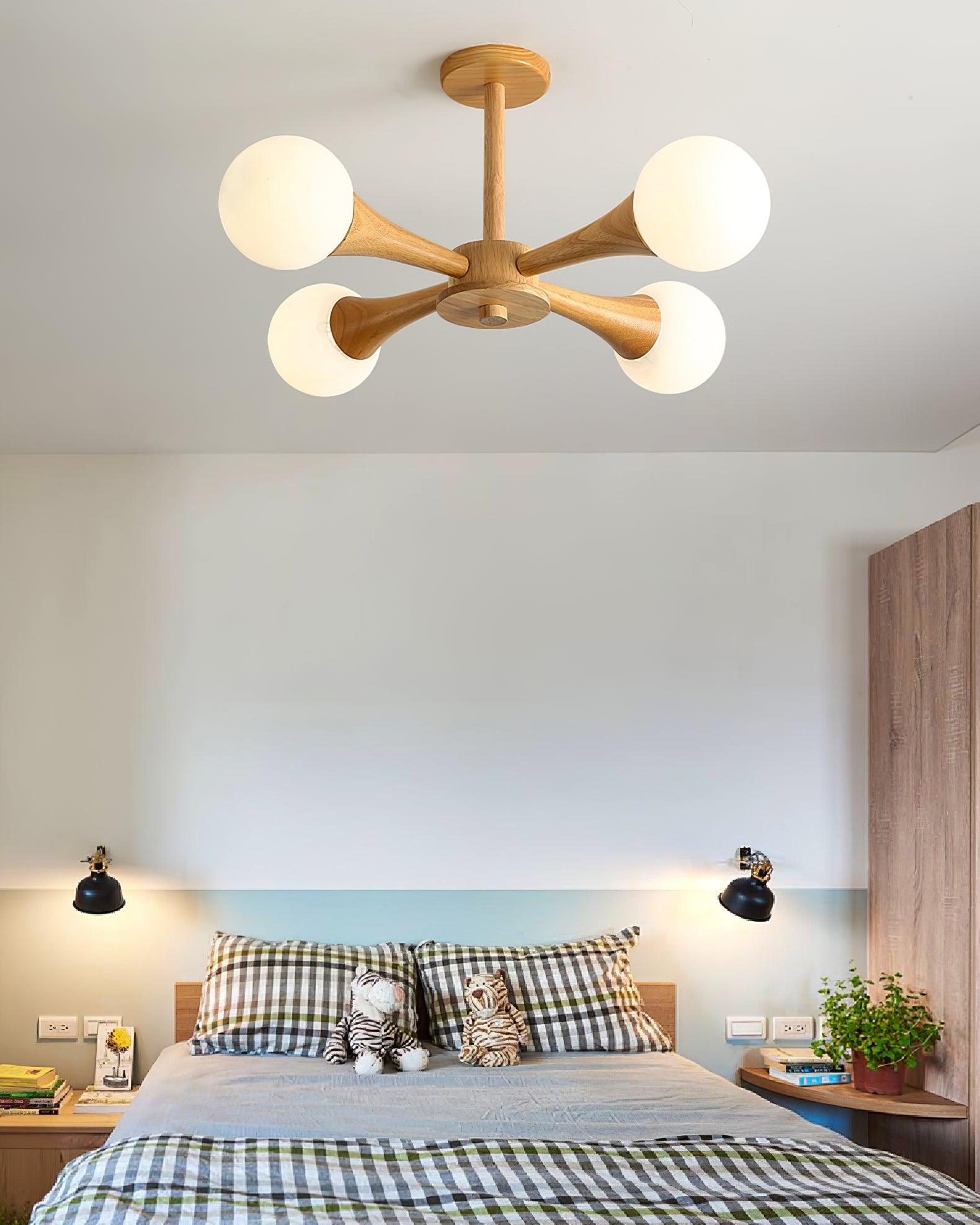 Liora Warm Glow Wood And Glass Ceiling Pendant For Small Spaces