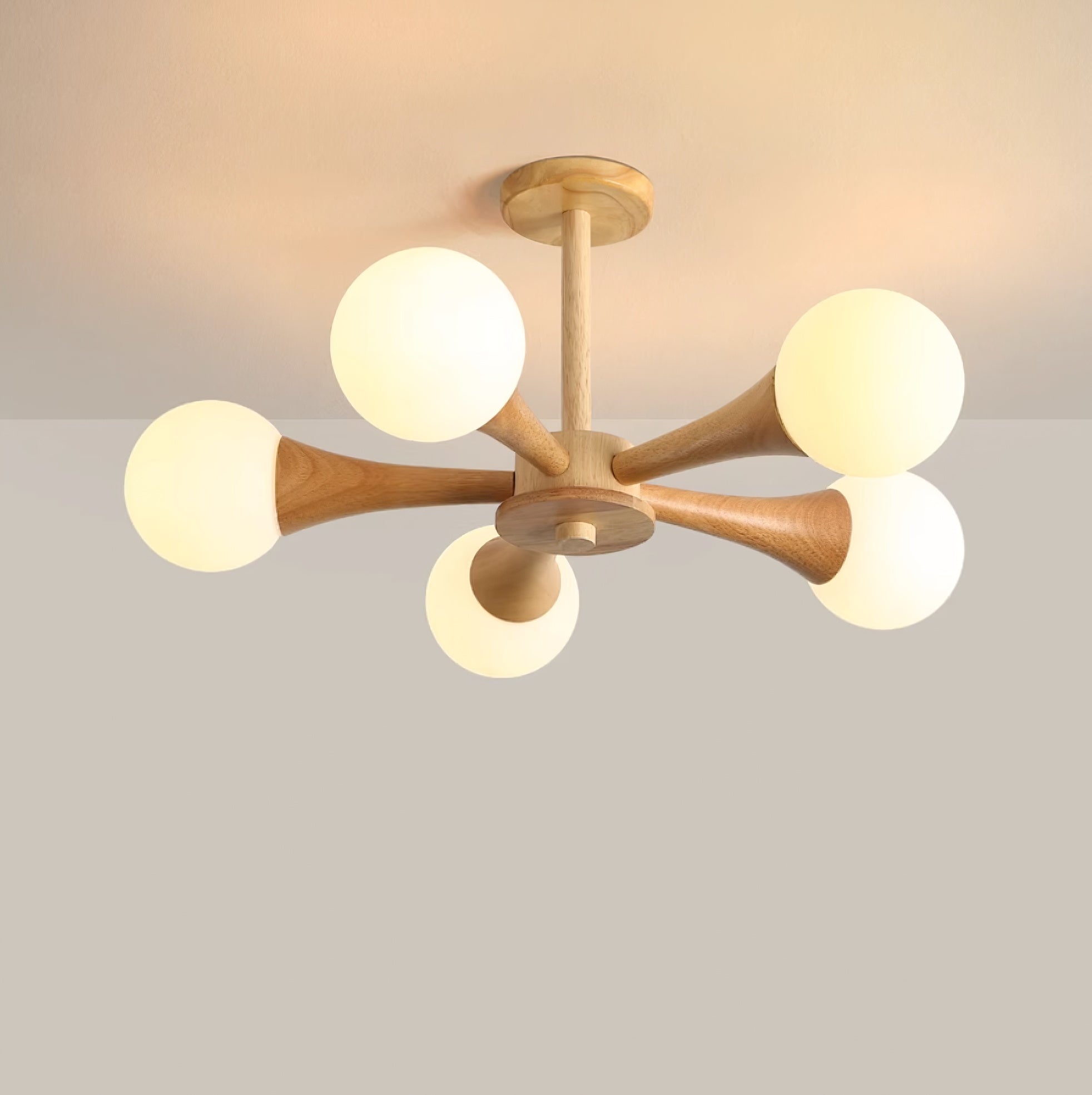 Liora Warm Glow Wood And Glass Ceiling Pendant For Small Spaces