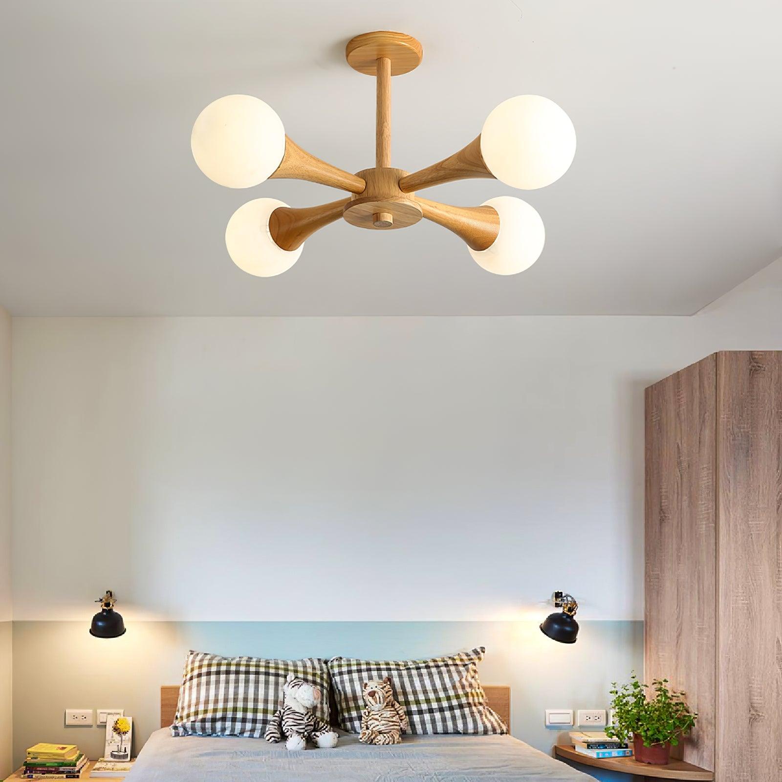Liora Warm Glow Wood And Glass Ceiling Pendant For Small Spaces