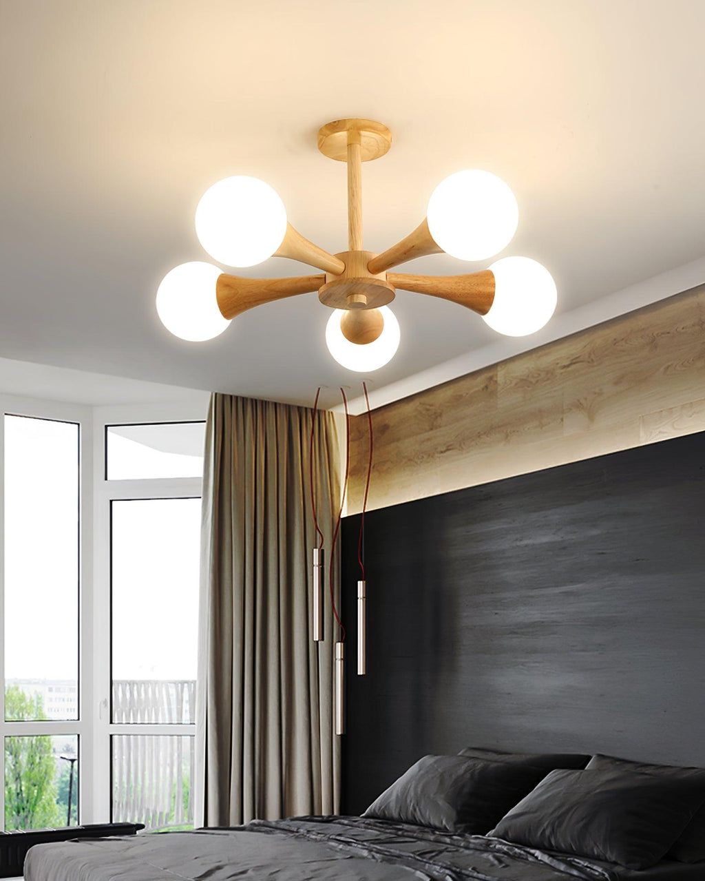Liora Warm Glow Wood And Glass Ceiling Pendant For Small Spaces
