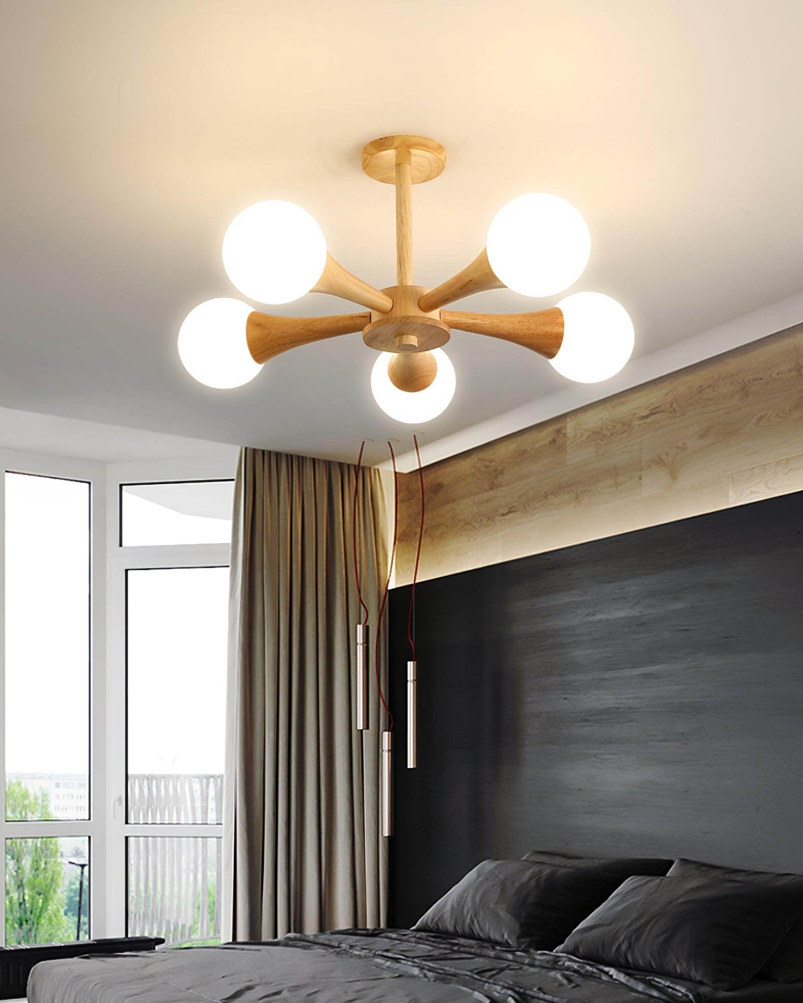 Liora Warm Glow Wood And Glass Ceiling Pendant For Small Spaces