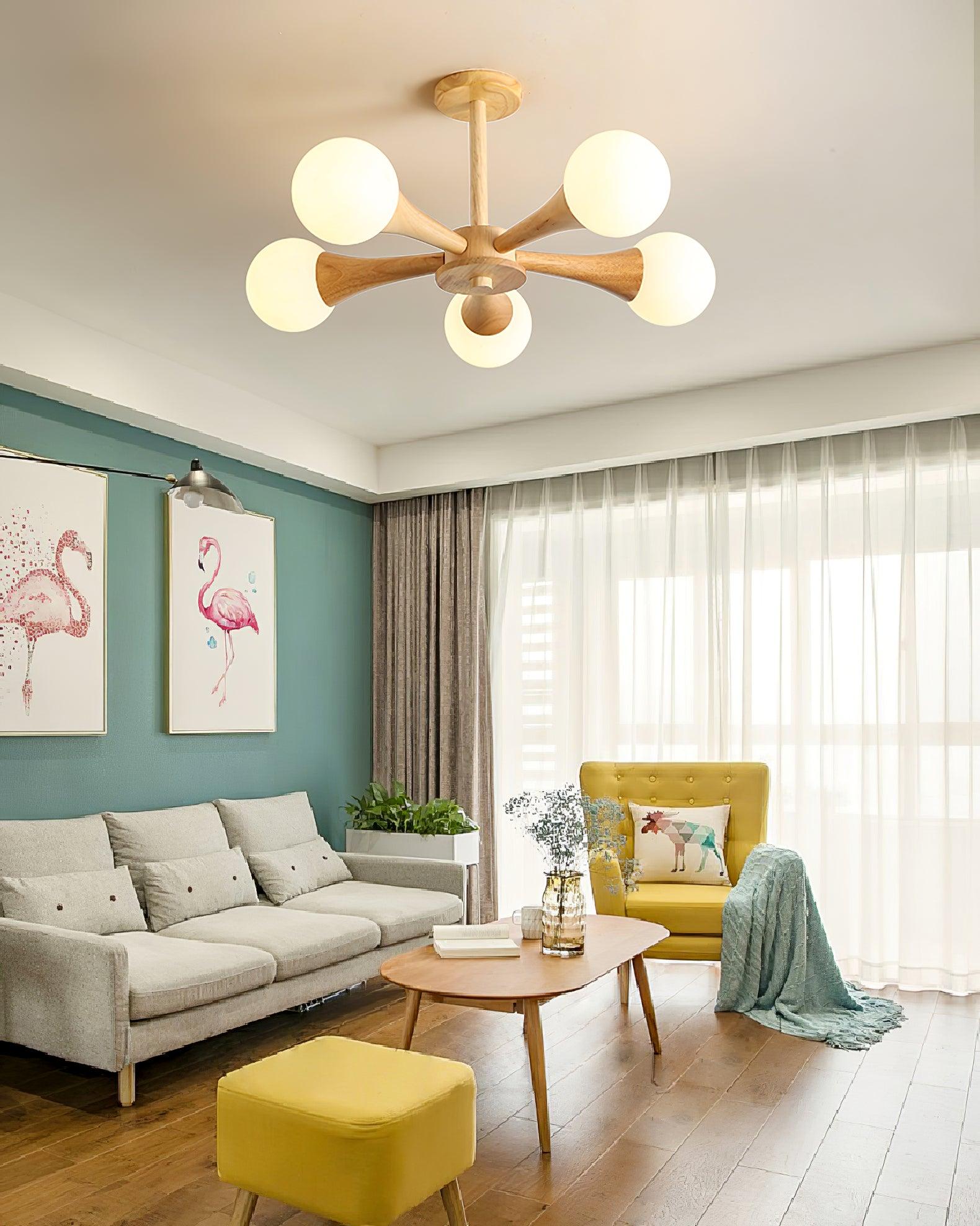 Liora Warm Glow Wood And Glass Ceiling Pendant For Small Spaces