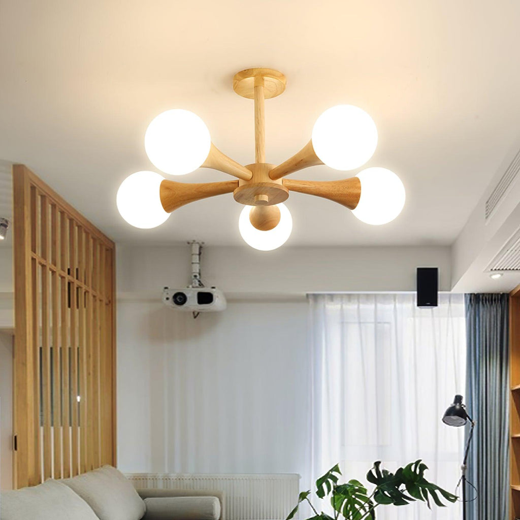Liora Warm Glow Wood And Glass Ceiling Pendant For Small Spaces