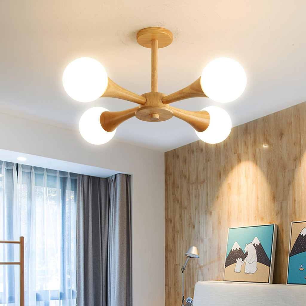 Liora Warm Glow Wood And Glass Ceiling Pendant For Small Spaces