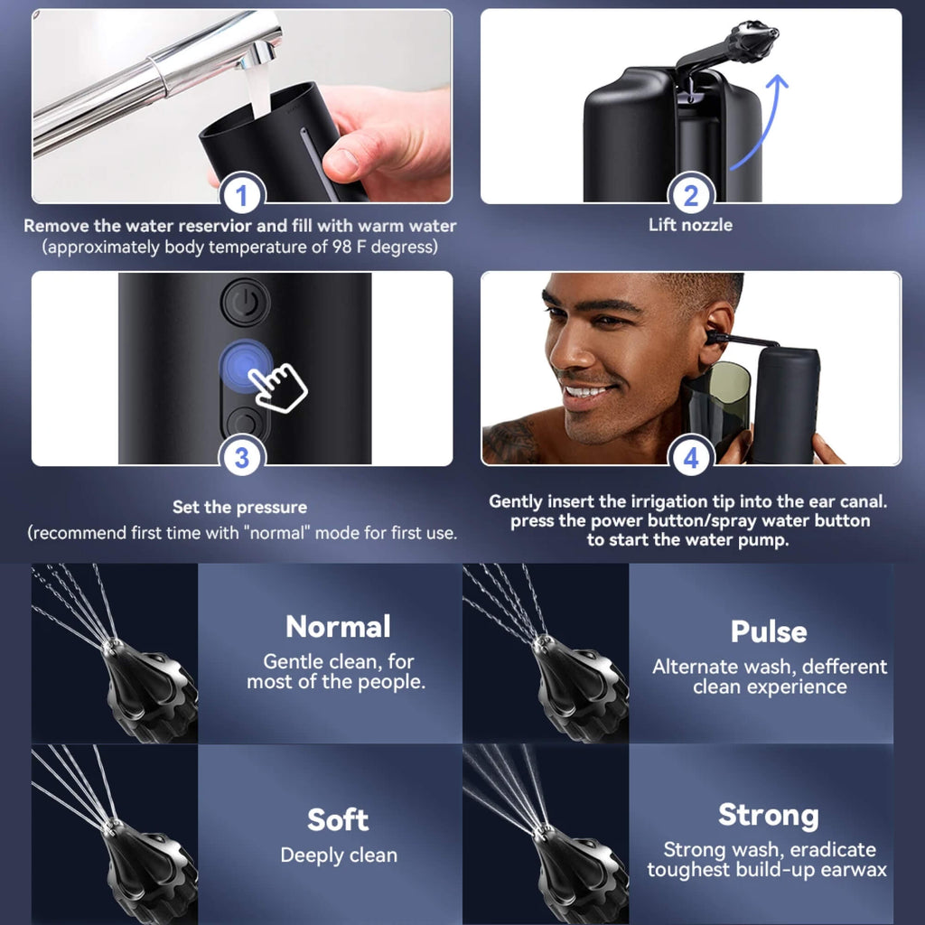 QuellWave Ear Rinse Pro — massaggiatore ad acqua a triplo getto