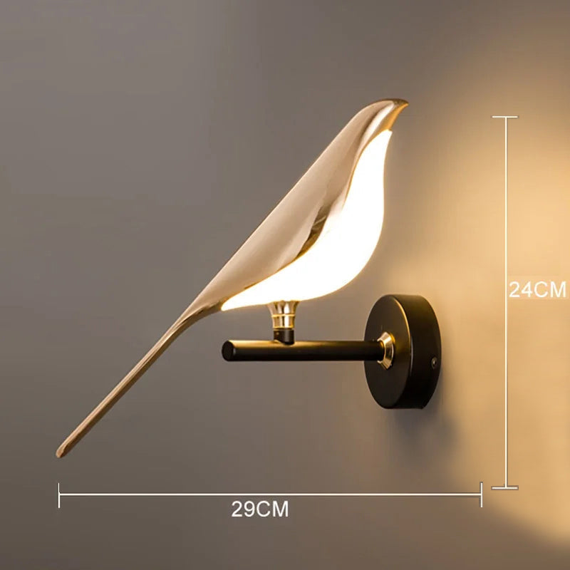 LED-Wandleuchte „Vogel“ – dekoratives nordisches goldenes Nachtlicht