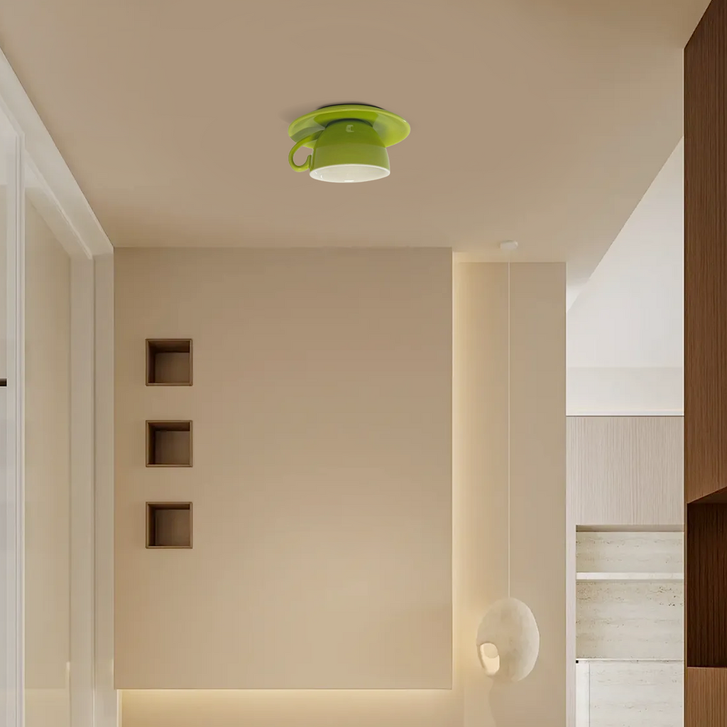 Art Deco Ceramic Ceiling Light - 7-Color Options Cup Design for Bedroom - Flindria