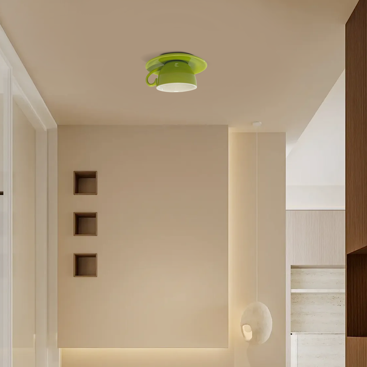 Art Deco Ceramic Ceiling Light - 7-Color Options Cup Design for Bedroom - Flindria