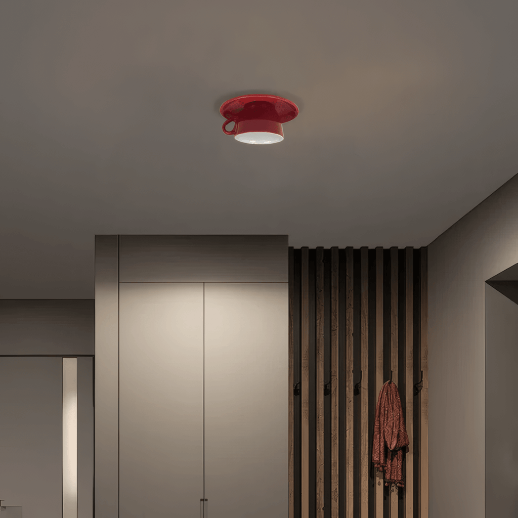 Art Deco Ceramic Ceiling Light - 7-Color Options Cup Design for Bedroom - Flindria