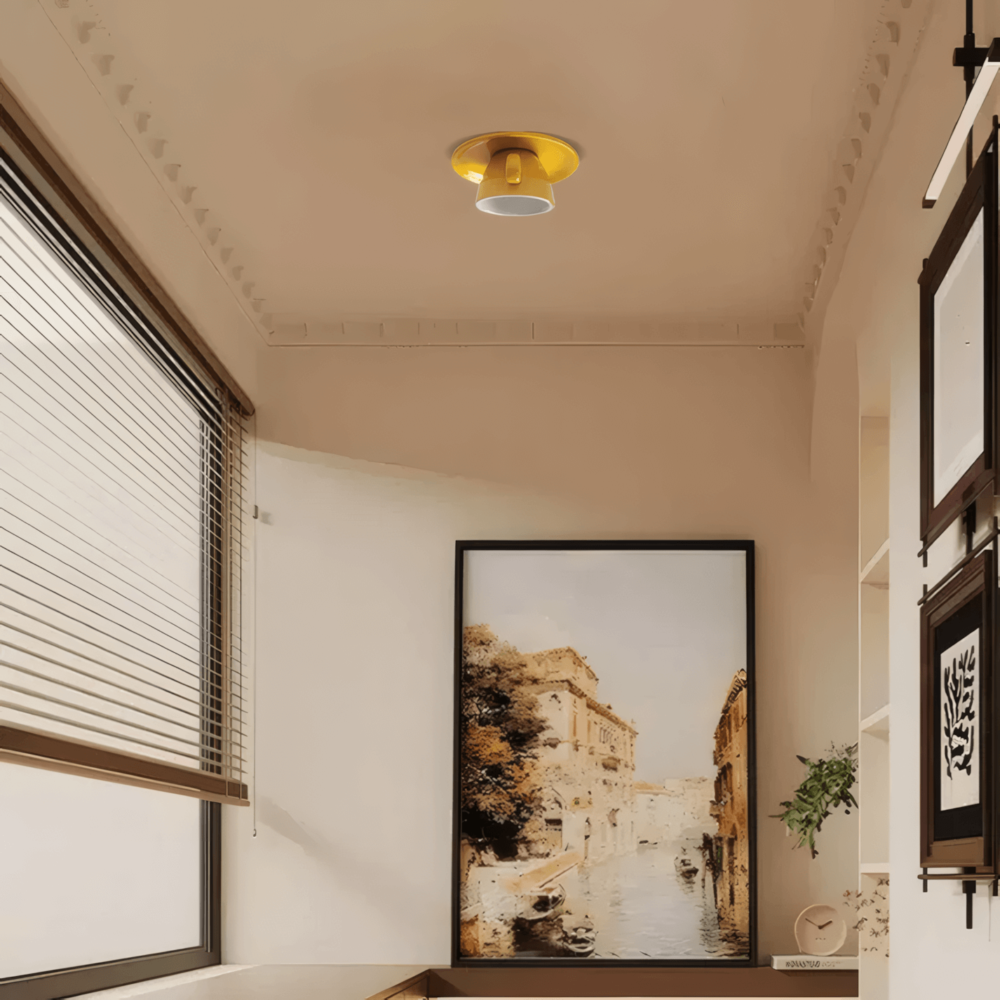 Art Deco Ceramic Ceiling Light - 7-Color Options Cup Design for Bedroom - Flindria