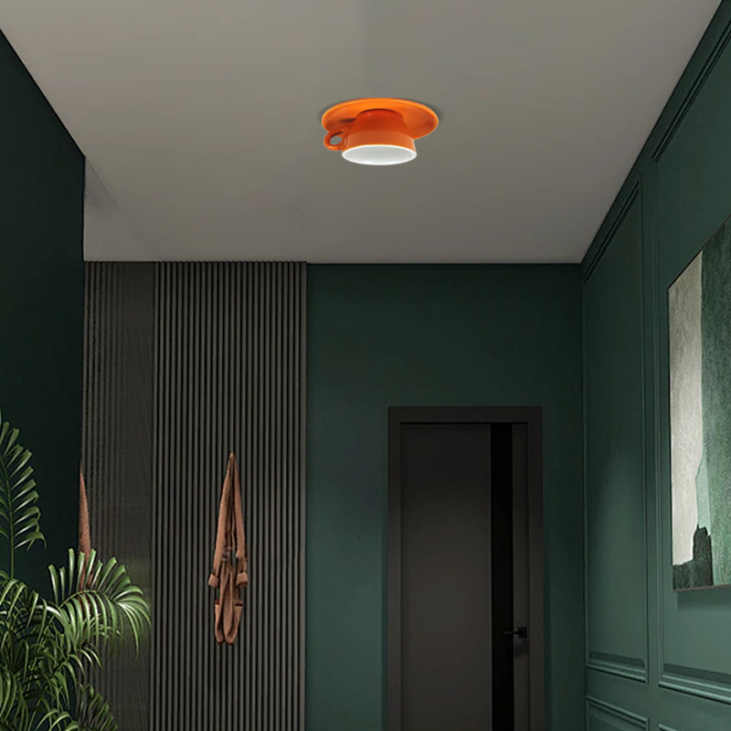 Art Deco Ceramic Ceiling Light - 7-Color Options Cup Design for Bedroom - Flindria
