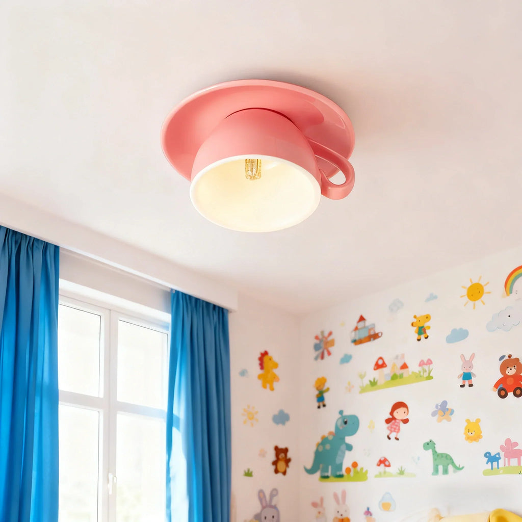 Art Deco Ceramic Ceiling Light - 7-Color Options Cup Design for Bedroom - Flindria