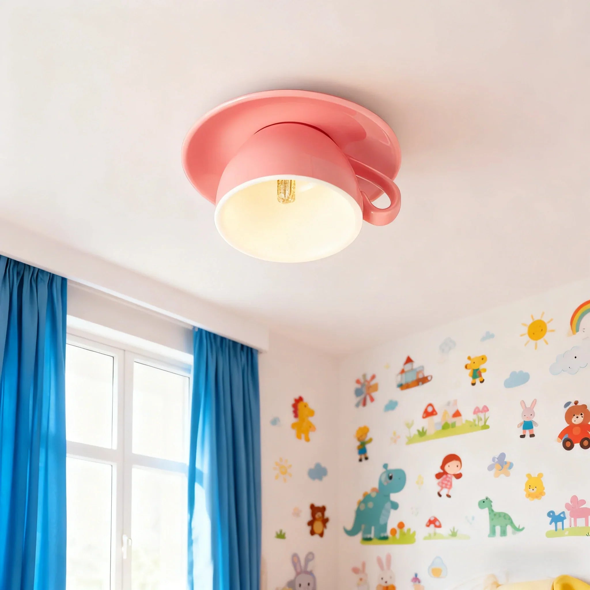 Art Deco Ceramic Ceiling Light - 7-Color Options Cup Design for Bedroom - Flindria