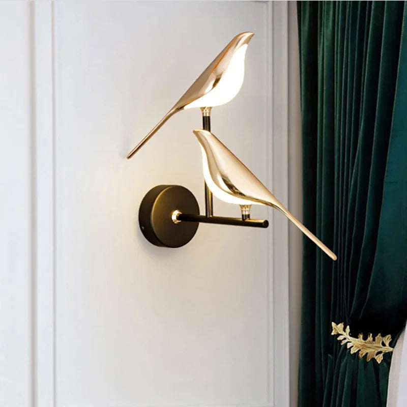 LED-Wandleuchte „Vogel“ – dekoratives nordisches goldenes Nachtlicht