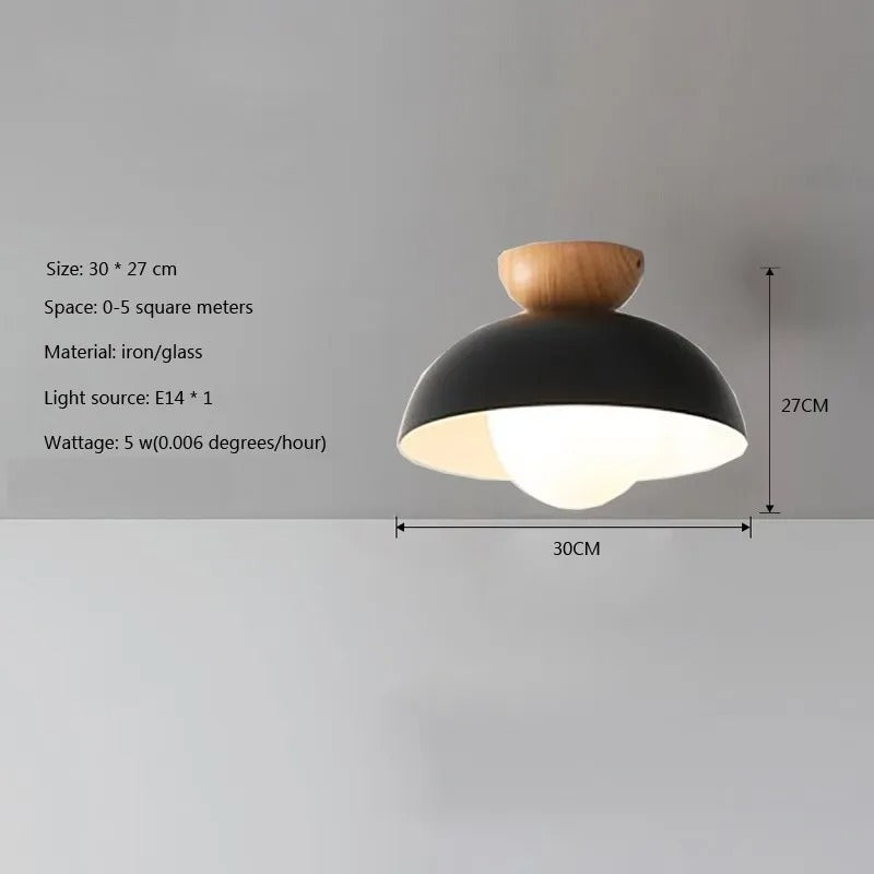 NordicLume Minimalist Ceiling Light With Wood Iron Finish
