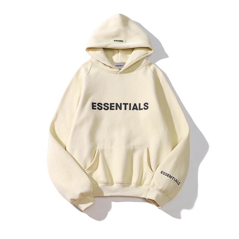 Fear Of God Essentials Hoodie — 100 % bomull, ultramjukt sweatshirtmaterial, känguruficka