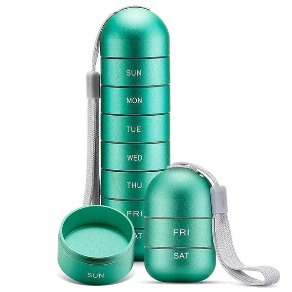 Aluminum 7 Days Portable Pill Organizer for Travel, Pill Box Pill Container | Filindra