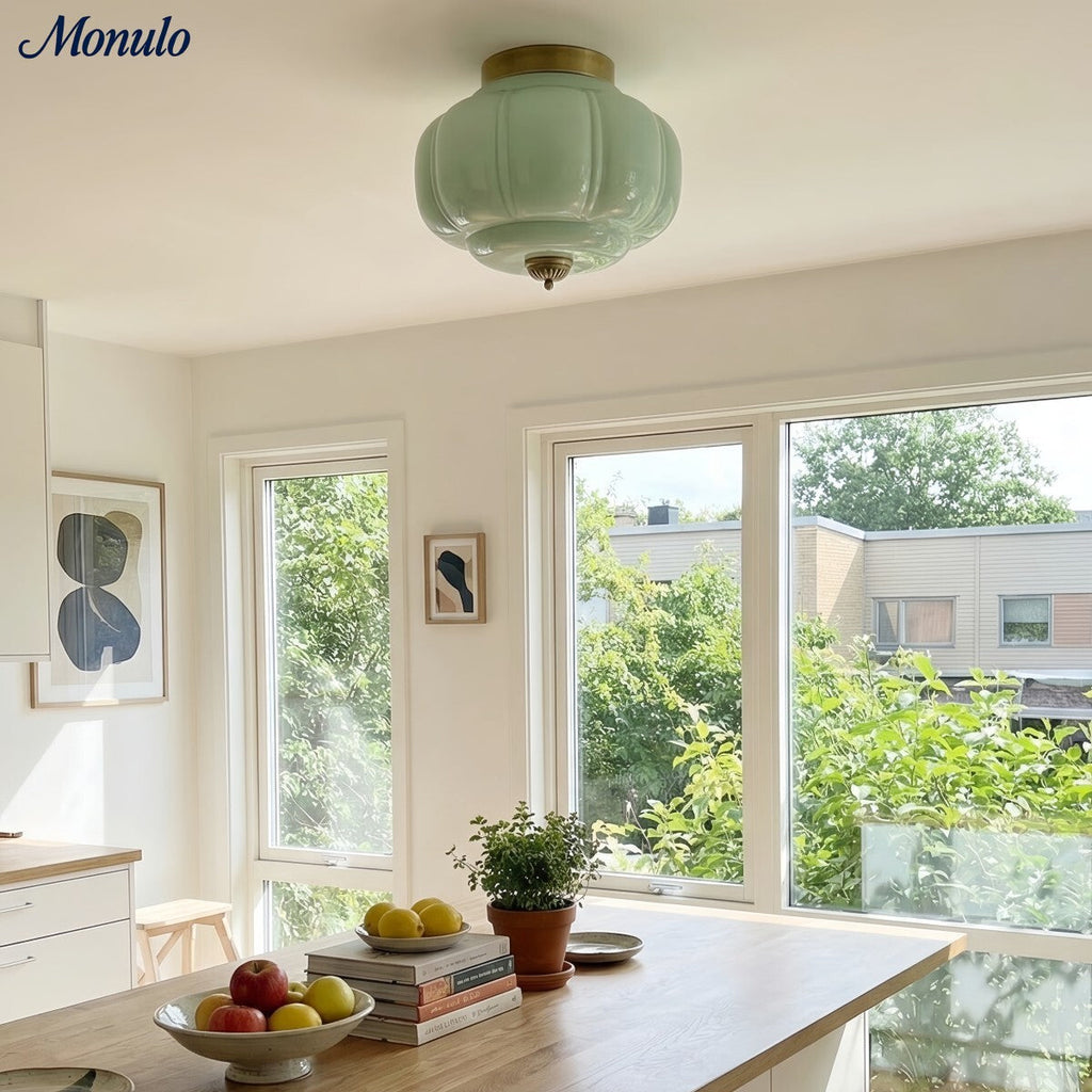 Luz de teto moderna de montagem embutida — abajur escandinavo em vidro leitoso, iluminação suave