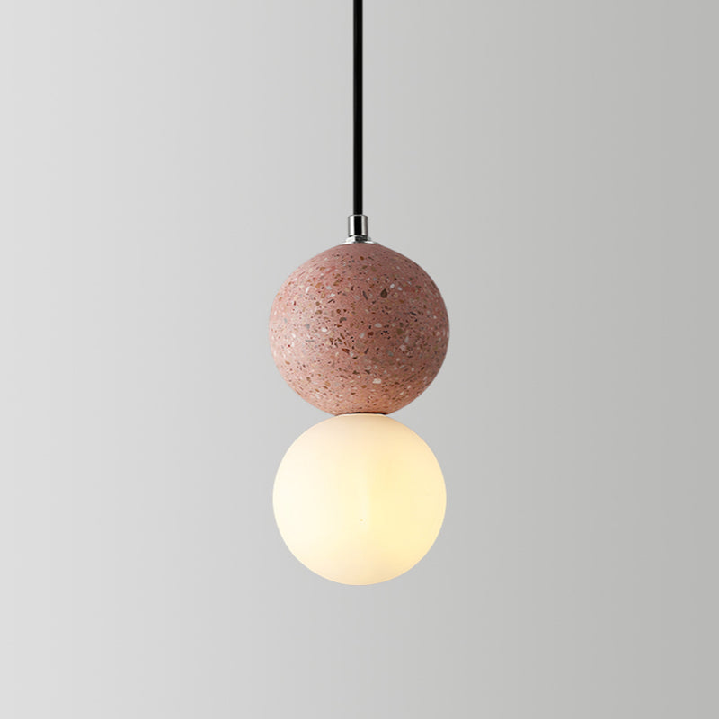 Suspensions LED en forme de globe Valentina — verre noir et blanc
