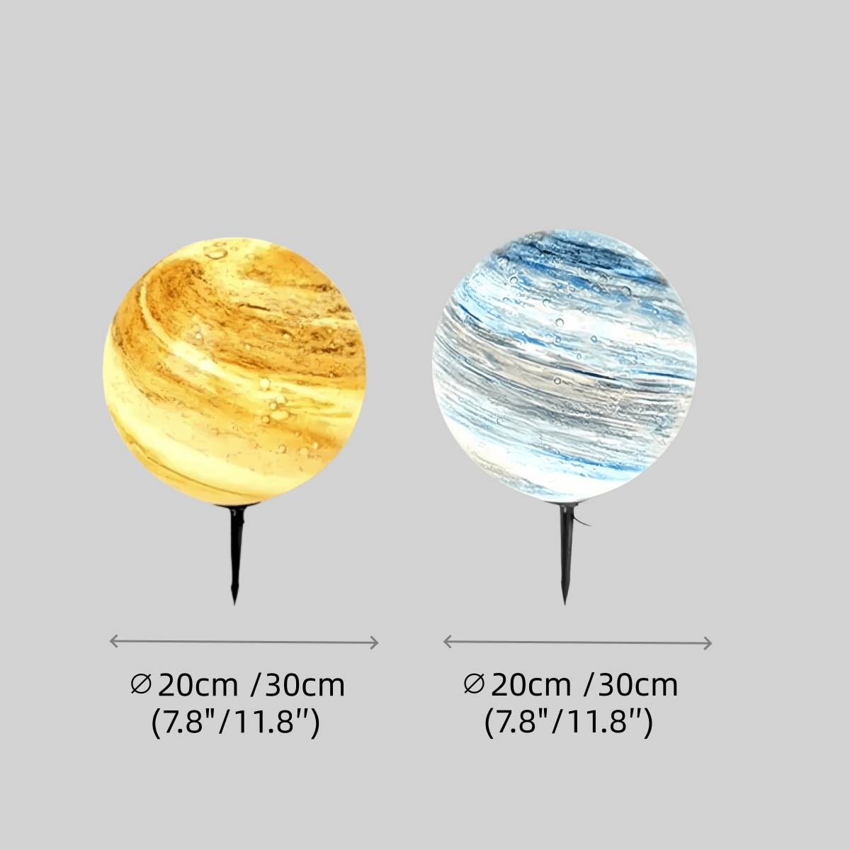 Lámpara Solar de Suelo Nórdica Planeta - Metal Azul y Amarillo para Jardín - Flindria