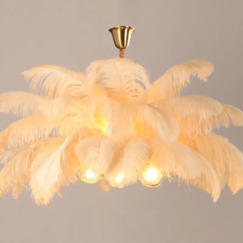 Lámpara colgante Art Deco — Latón/plumas de 8 colores para dormitorio/comedor de lujo - Flindria