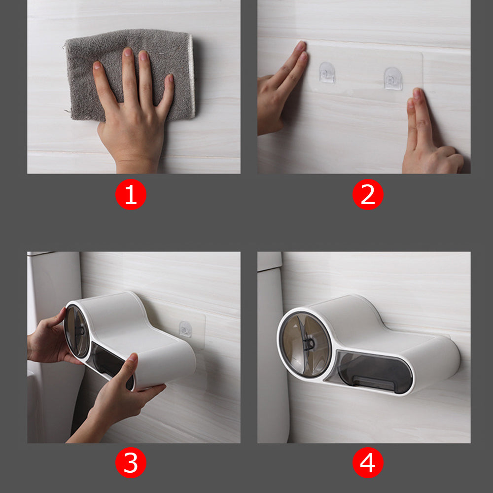 Portarrollos de papel higiénico autoadhesivo e impermeable — Montaje en pared
