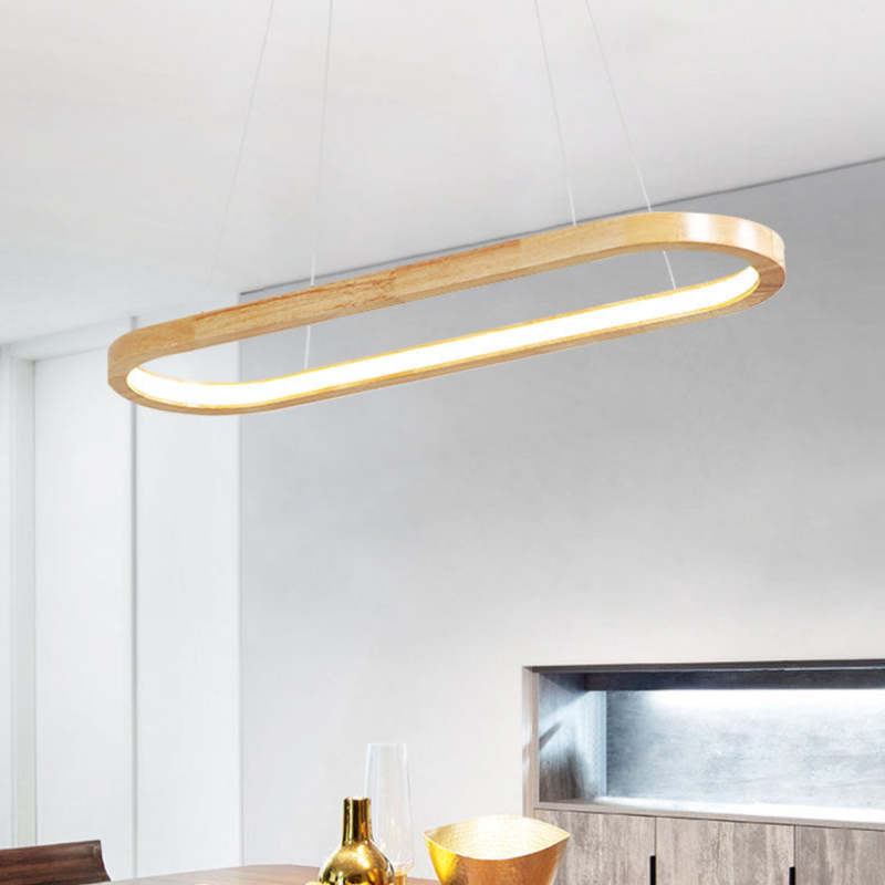 LumaWood Wooden Finish LED Pendant Light — Subtle Metal Accents