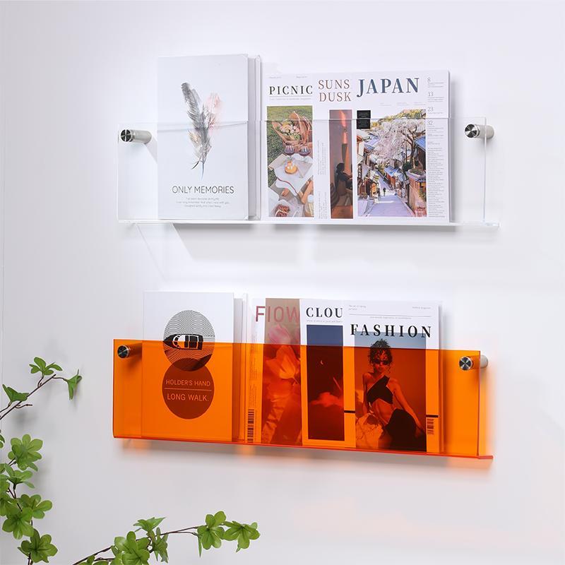 Floating Acrylic Magazine Holder — Wall Mount, 12 Colors