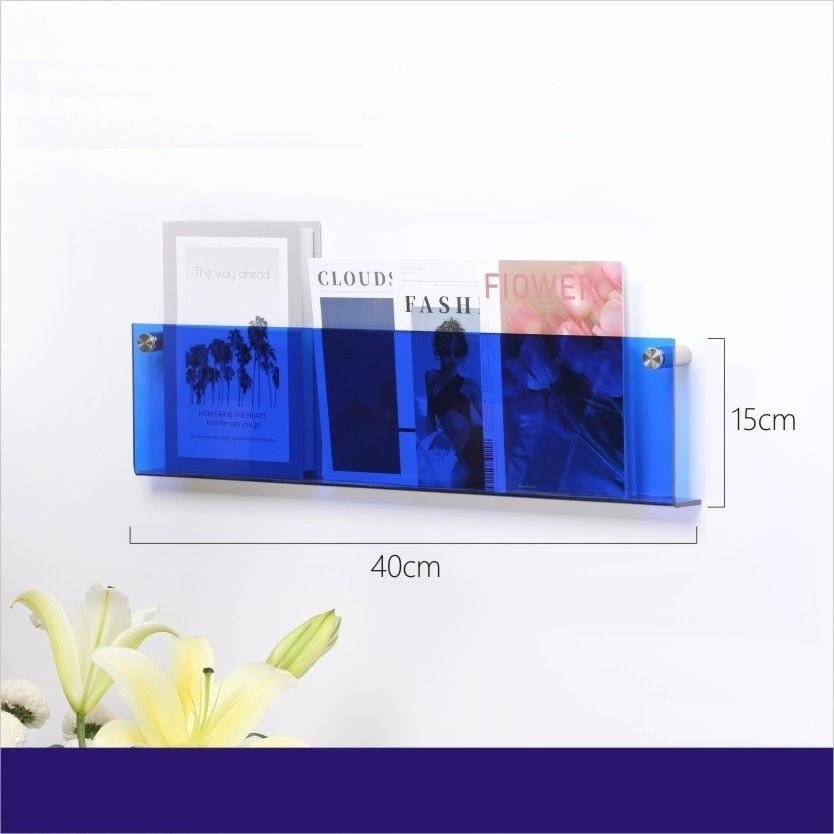 Floating Acrylic Magazine Holder — Wall Mount, 12 Colors