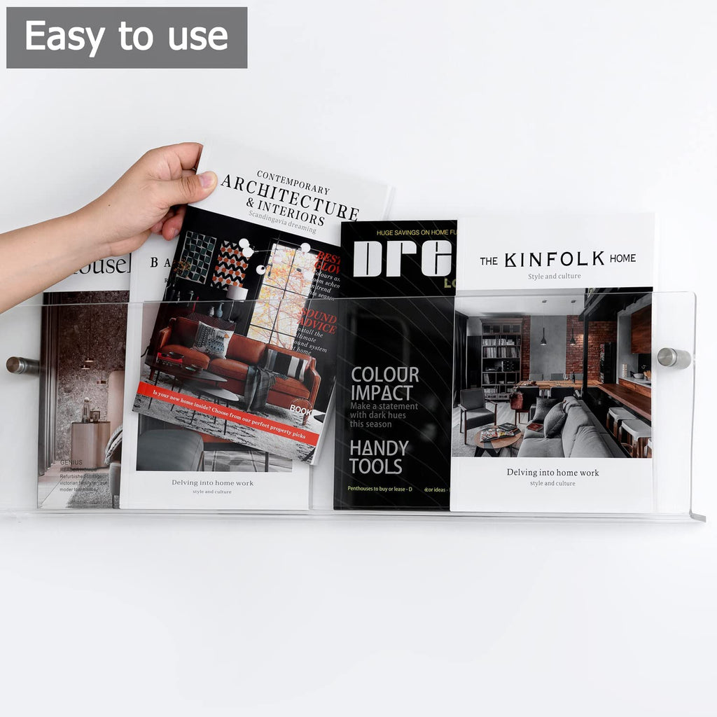 Floating Acrylic Magazine Holder — Wall Mount, 12 Colors