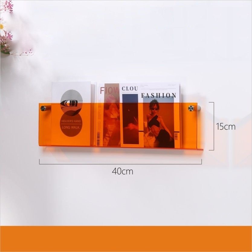 Floating Acrylic Magazine Holder — Wall Mount, 12 Colors