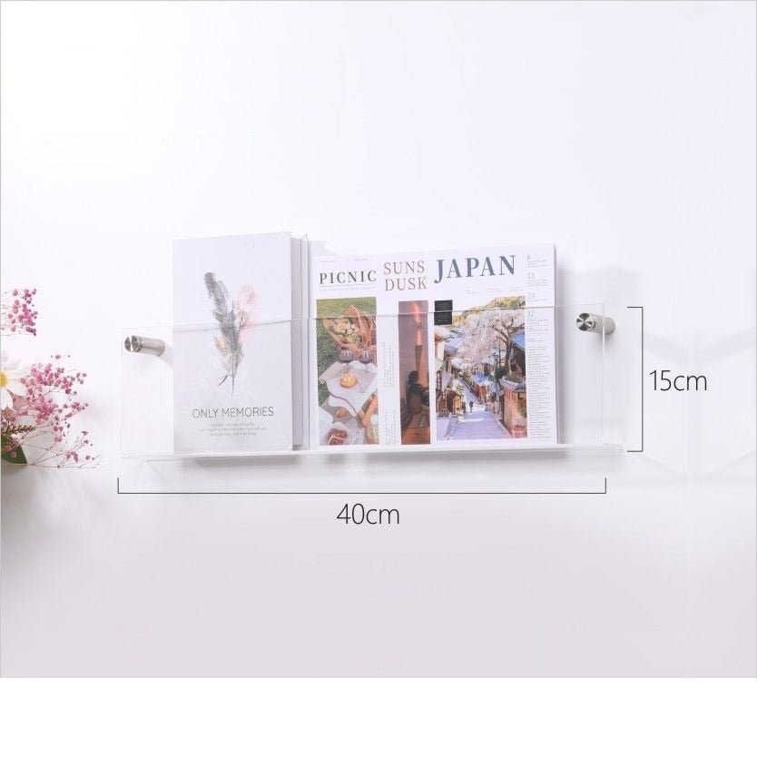 Floating Acrylic Magazine Holder — Wall Mount, 12 Colors