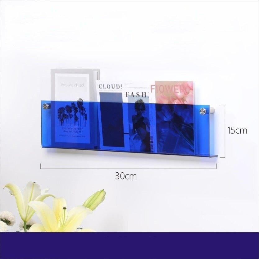Floating Acrylic Magazine Holder — Wall Mount, 12 Colors