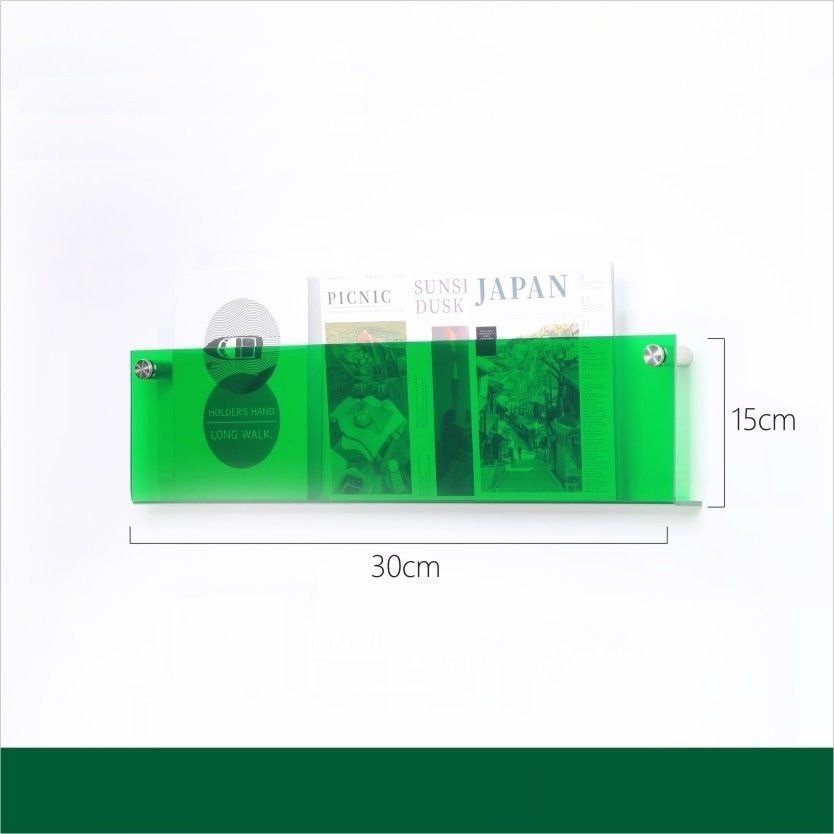 Floating Acrylic Magazine Holder — Wall Mount, 12 Colors