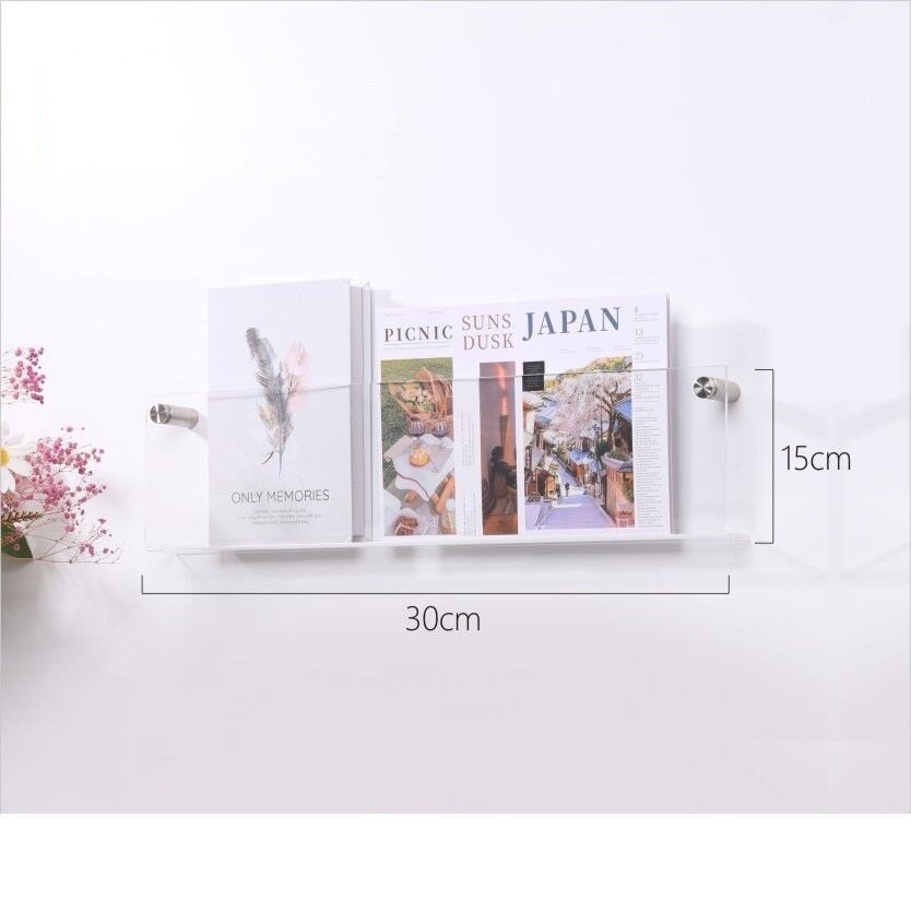 Floating Acrylic Magazine Holder — Wall Mount, 12 Colors
