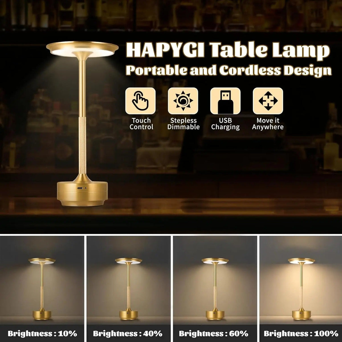 Moderne ledningsfri LED-bordlampe - genopladelig med berøringssensor