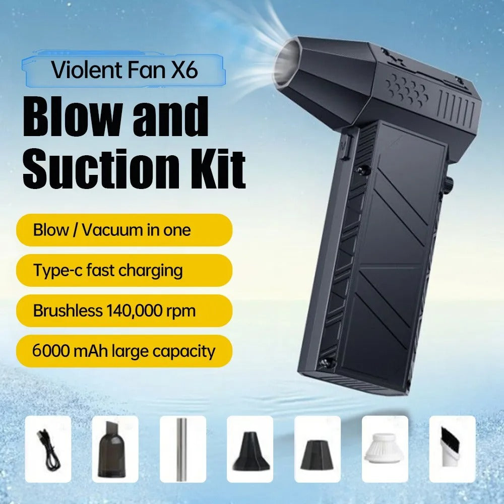 Aspiratore soffiatore ad alta potenza — Pulitore a getto turbo, batteria da 6000mAh