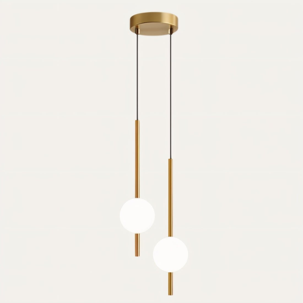 Suspension LED réglable Lyra — Abat-jour en boule de verre, silhouette d’inspiration nordique