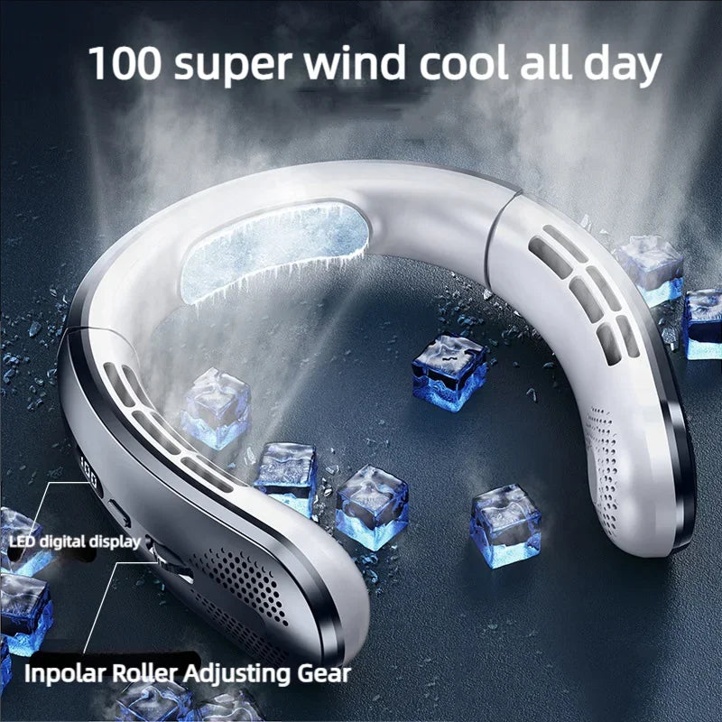 VeyraCool Flex 100 羽根なしネックファン — 8000mAhバッテリー搭載ポータブルクーラー、100段階の風速設定