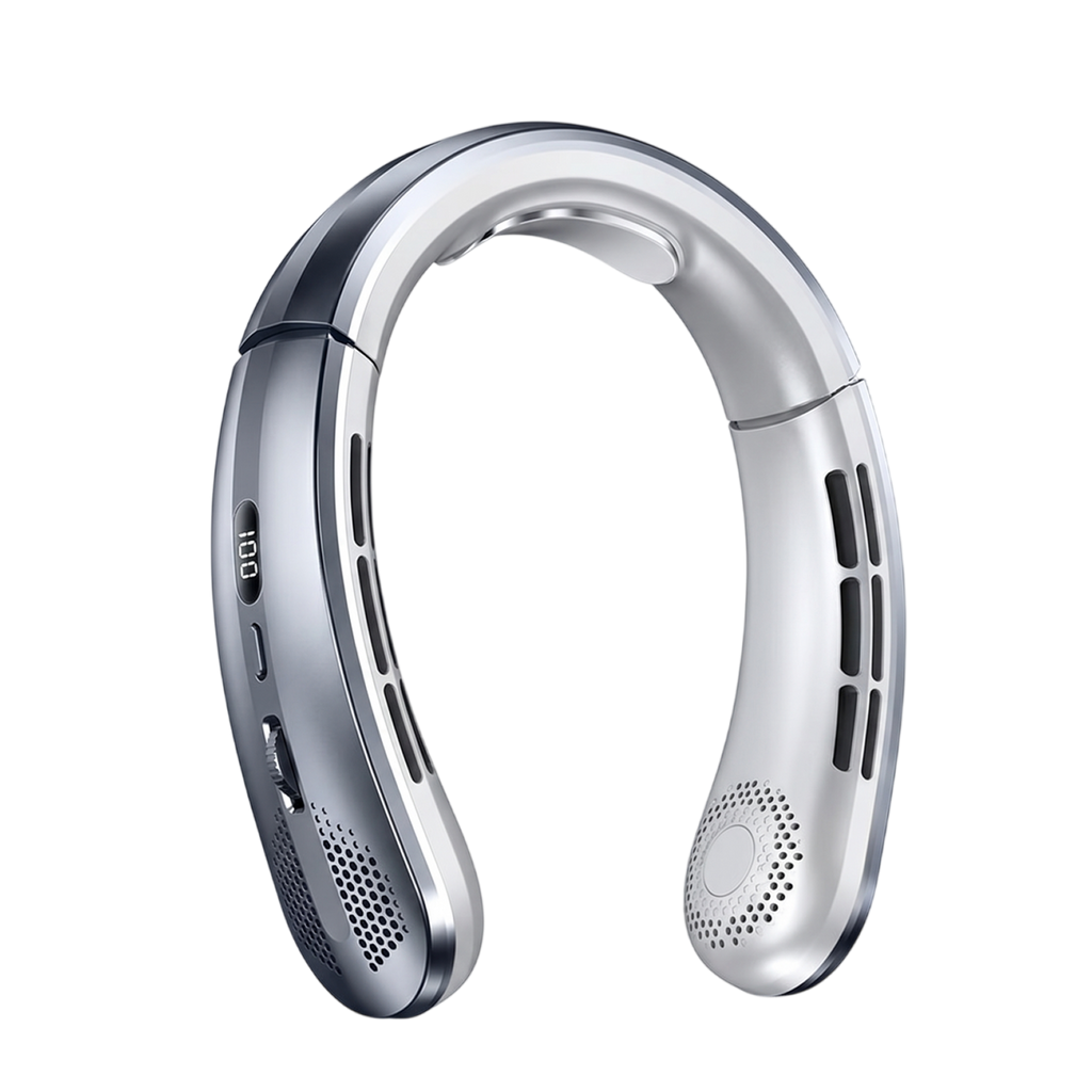 VeyraCool Flex 100 羽根なしネックファン — 8000mAhバッテリー搭載ポータブルクーラー、100段階の風速設定