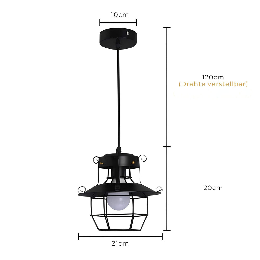 HarborLux Vintage Cage Pendant Fixture In Industrial Metal Style