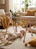 Sturdy Wooden Baby Play Arch — Wobble-Resistant Sensory Toy Gym, Hanging Toys