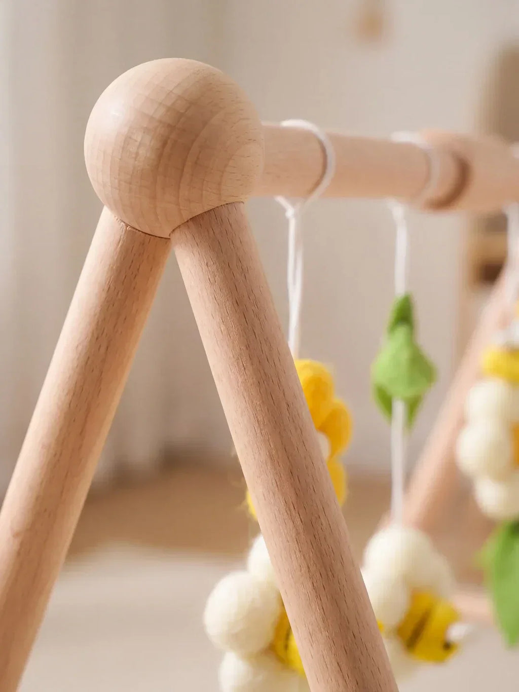 Sturdy Wooden Baby Play Arch — Wobble-Resistant Sensory Toy Gym, Hanging Toys