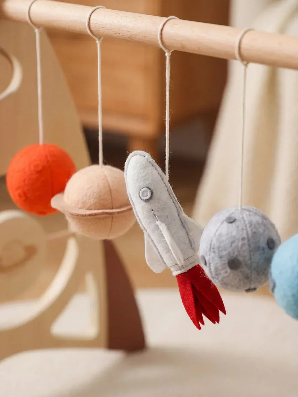 Wooden Sensory Play Arch — Space Rocket and Star Themed Toy Gym