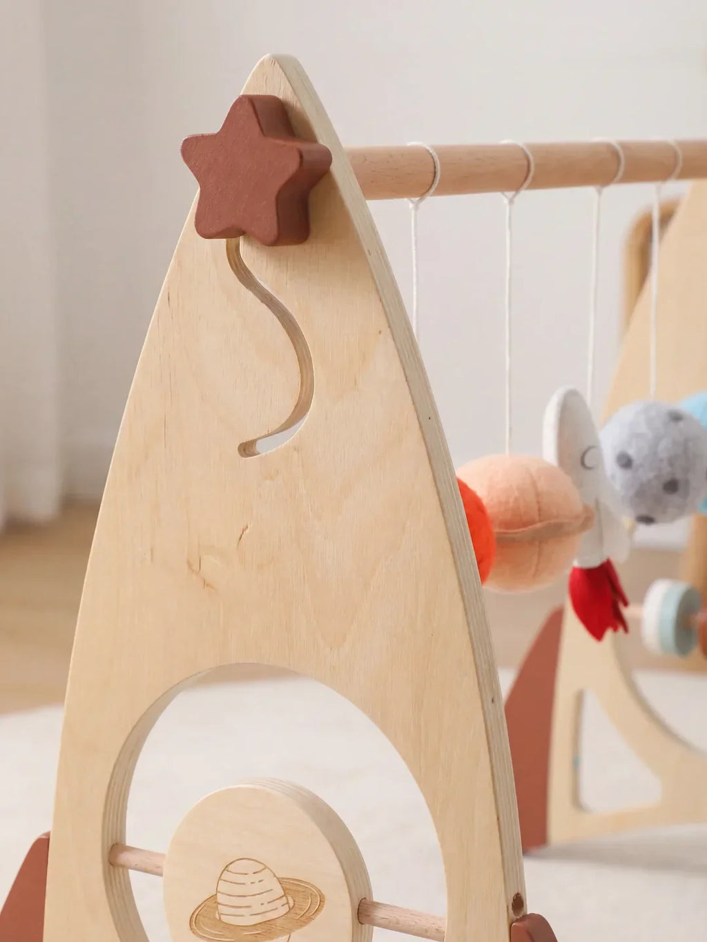 Wooden Sensory Play Arch — Space Rocket and Star Themed Toy Gym