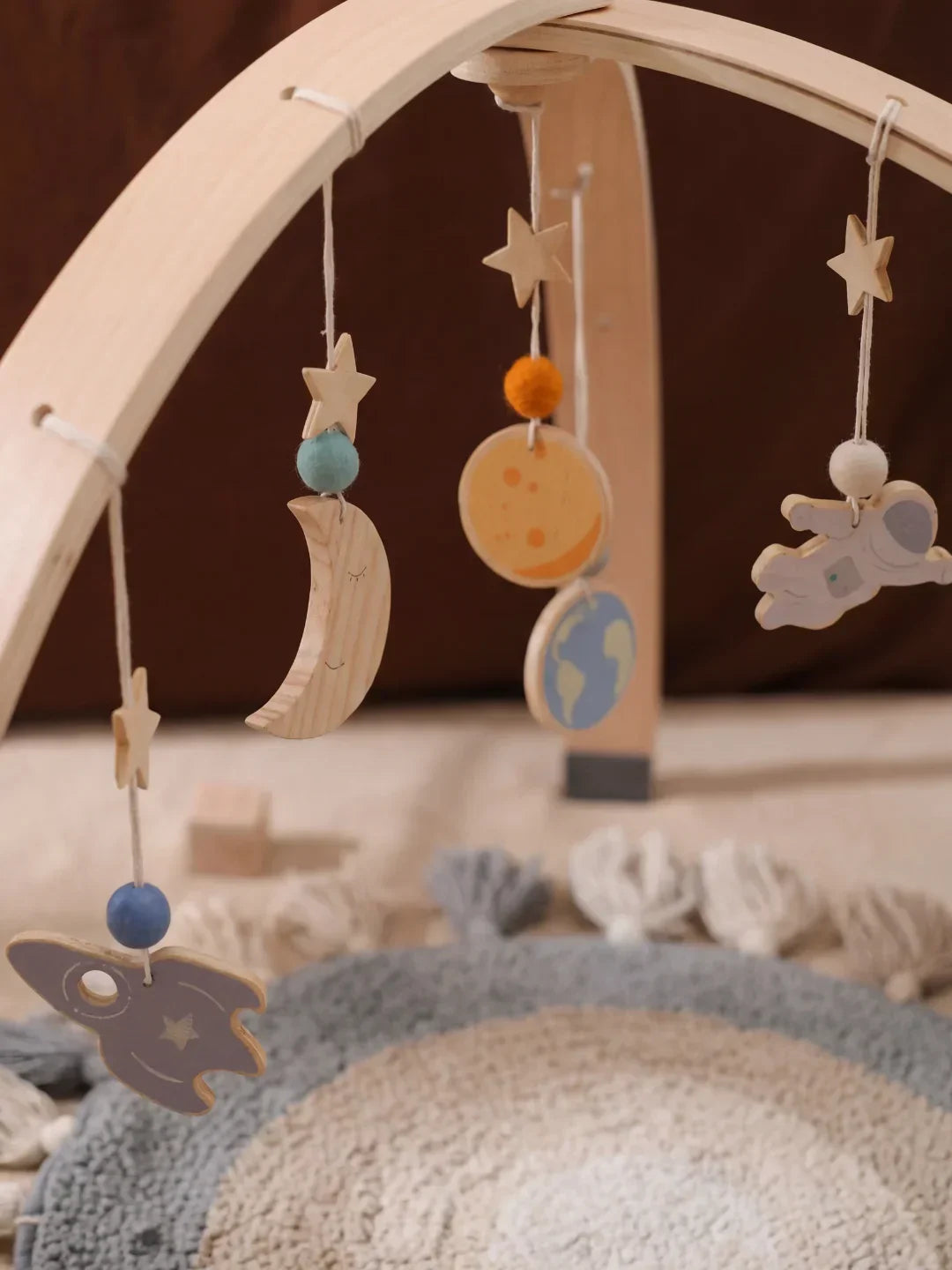 Wooden Baby Play Gym — Space Theme Motif, Stable Dome Structure